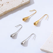 Simple teardrop earrings French retro stainless steel earrings - wallojewerly 