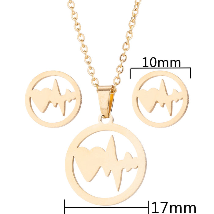 Conjunto de collar y pendientes geométricos de acero inoxidable estilo hip-hop europeo y americano, venta al por mayor de joyas transfronterizas sudamericanas brillantes