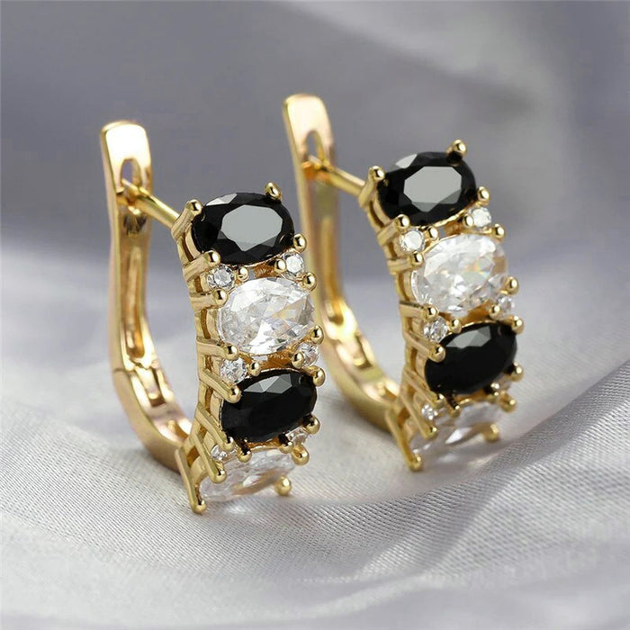 Black zircon ear clip unique temperament earrings