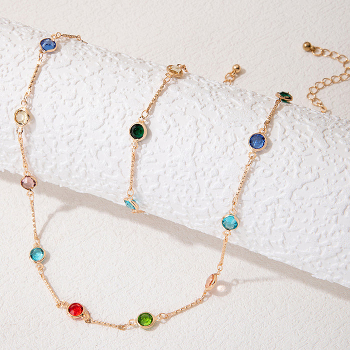 Color-Blocked Pearl and Gold Anklet Set - Retro and Stylish Accessory