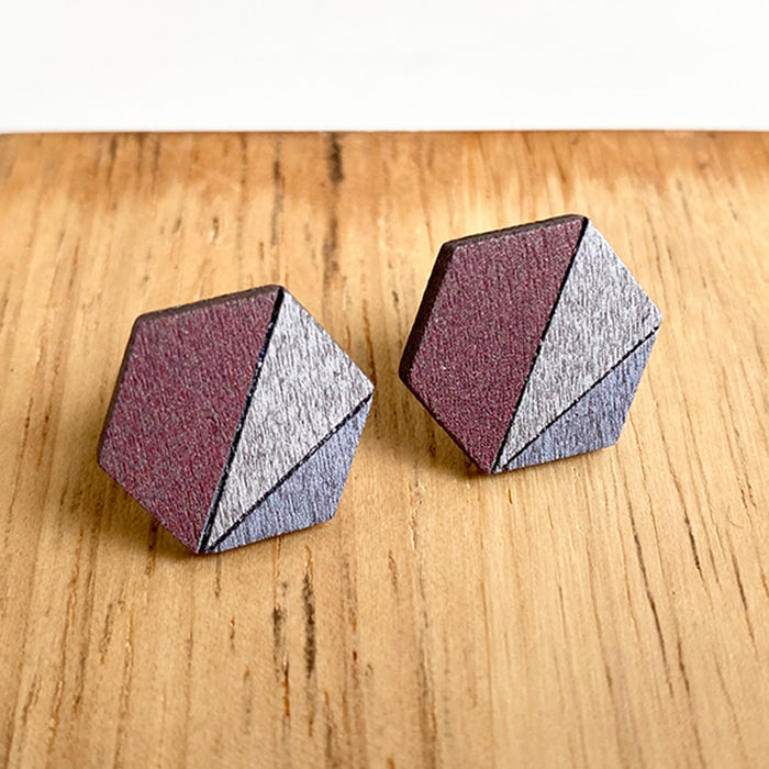 Wooden polygonal earrings