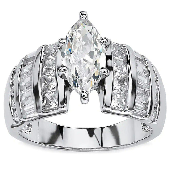 Marquise-shaped zircon ring company annual meeting matching jewelry