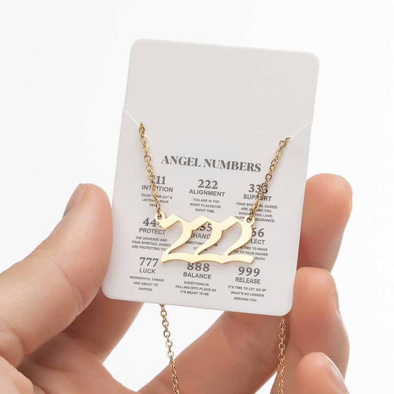 Angel Number Sweater Chain, Vintage 000-999 Stainless Steel Pendant Necklace Wholesale - wallojewerly 