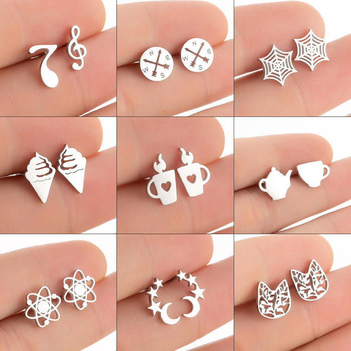 Love heart earrings, foreign trade Amazon new electroplated star musical note simple geometric niche earrings wholesale