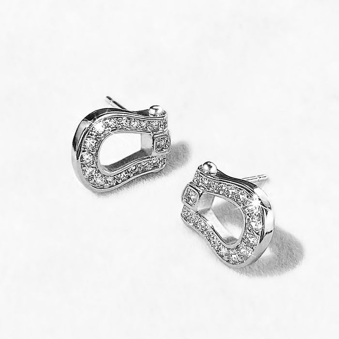 Horseshoe buckle earrings Korean simple zircon earrings