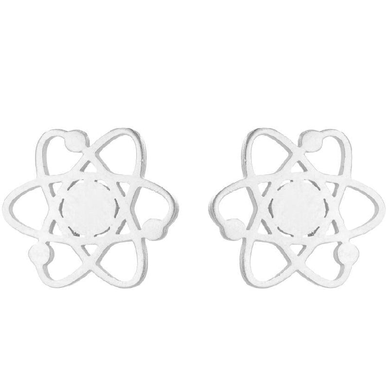 Molecular cutout stainless steel earrings - wallojewerly 