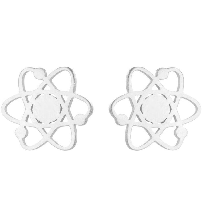 Molecular cutout stainless steel earrings - wallojewerly 