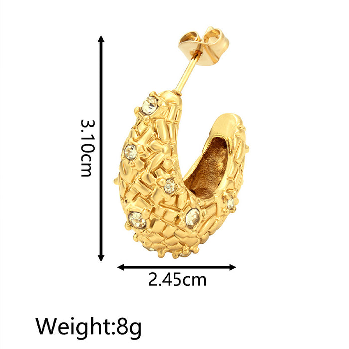 Pendientes sencillos y versátiles de acero inoxidable en oro real de 18 quilates, pendientes de lujo ligeros