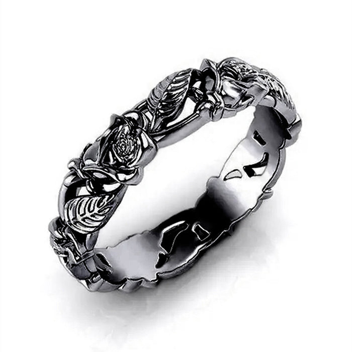 Retro flower and leaf hollow ring European and American engagement jewelry