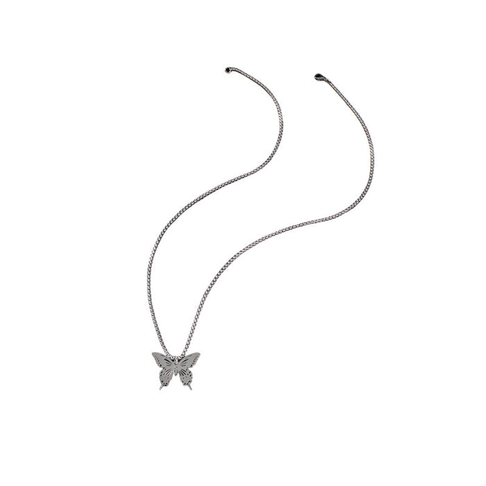 Butterfly pendant necklace, ins style stainless steel simple cold style fashion clavicle chain cross-border wholesale