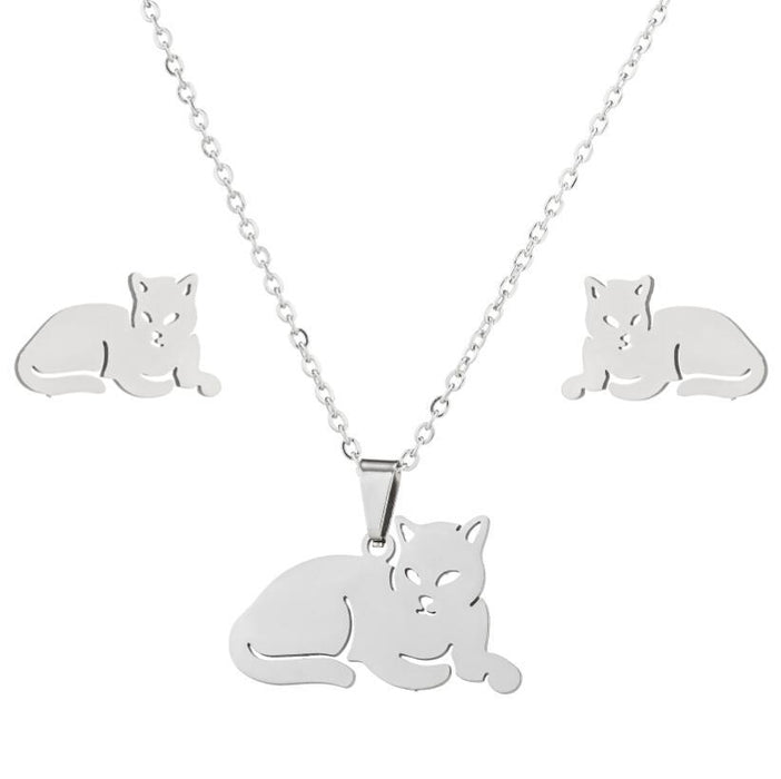 Animal Pendant Stainless Steel Stud Earrings Set - Cute and Versatile Jewelry for Men and Women