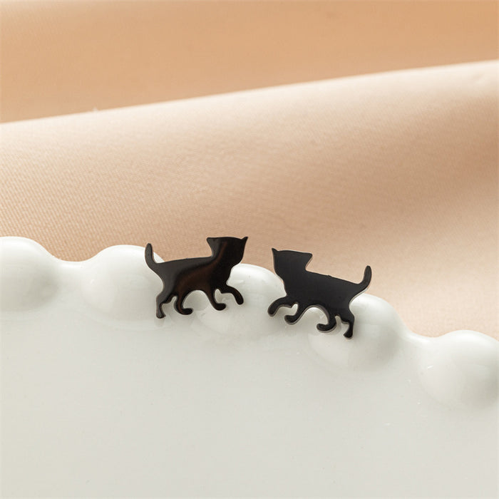 Pet Dog and Cat Stainless Steel Stud Earrings - Cute and Playful Jewelry