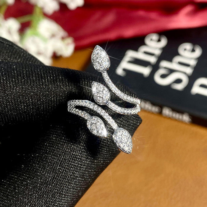 Light luxury plant flower ring exquisite beauty