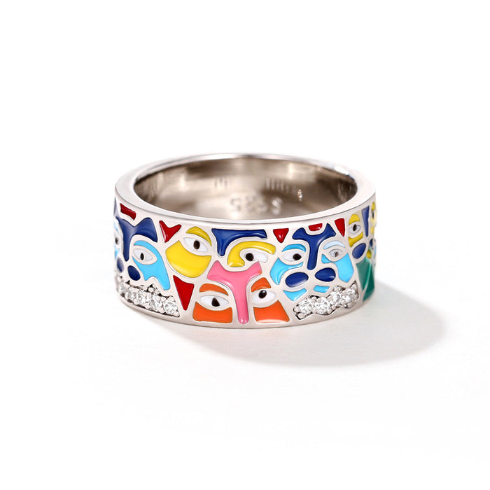 Colorful oil drip eye ring artistic personality women's ring