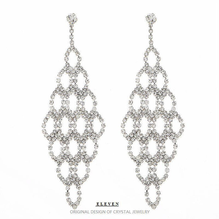 Extra-Long Rhinestone Tassel Earrings - Sparkling Jewelry for Women