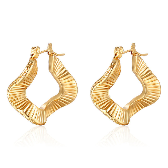 Vintage fan-shaped earrings 18K gold plated earrings