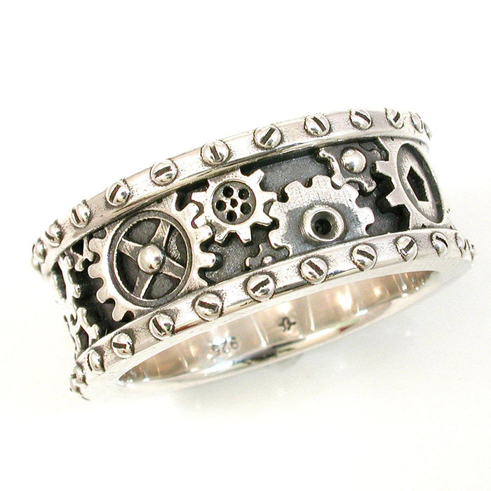 Gear Couple Ring Vintage Antique Silver Design