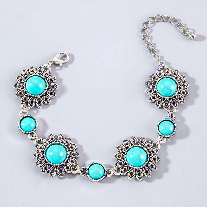 Unique Vintage Turquoise Bracelet Set - Bohemian Fashion Jewelry