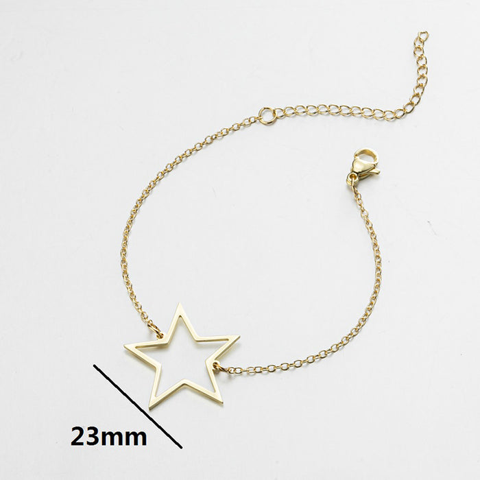 Stainless steel star bracelets, cold style Japanese and Korean five-pointed star pendant bracelets wholesale