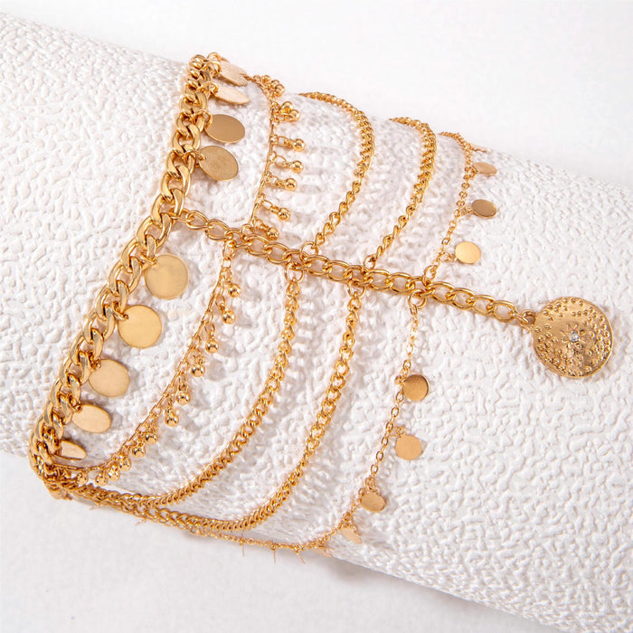 Retro style multi-layer tassel metal arm chain beach style hand jewelry