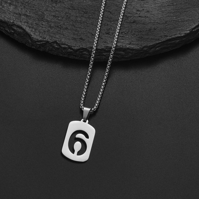 Lucky number necklace, punk style square pendant stainless steel accessories cross-border wholesale