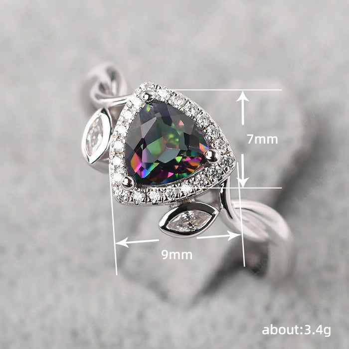 Colorful triangle ring pastoral style cute horse eye zircon female ring