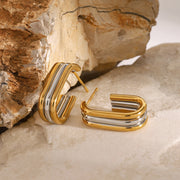 Stainless steel contrast color earrings, titanium steel earrings, no fading - wallojewerly 