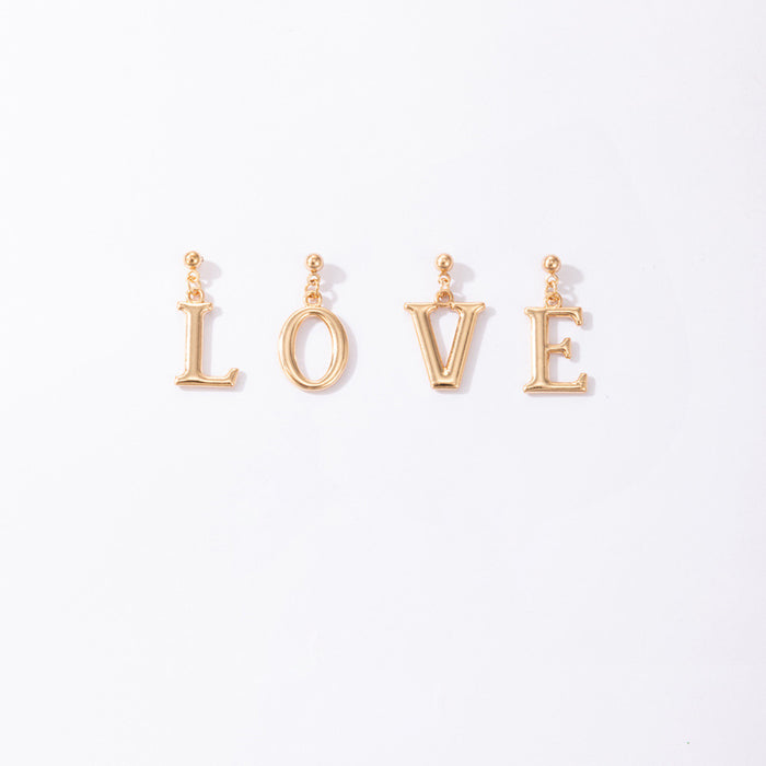 Letter LOVE geometric earrings set