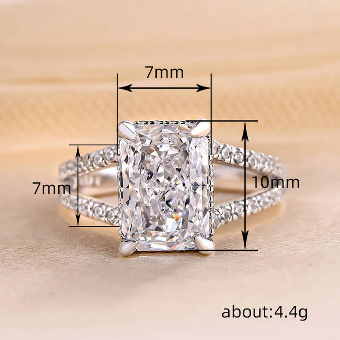 Anillo microincrustado para mujer, anillo de compromiso con diamante cuadrado, estilo europeo y americano