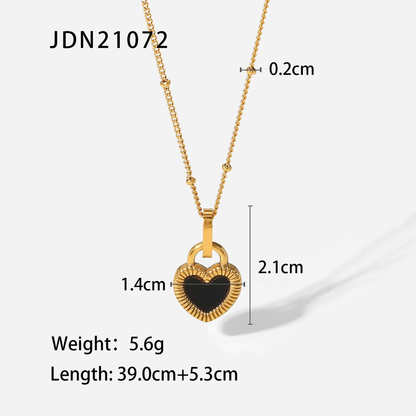 Stainless steel gold-plated double-sided heart necklace - wallojewerly 