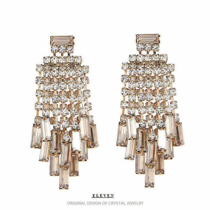 Silver Zircon Tassel Earrings - Elegant Dangles for a Trendy Look