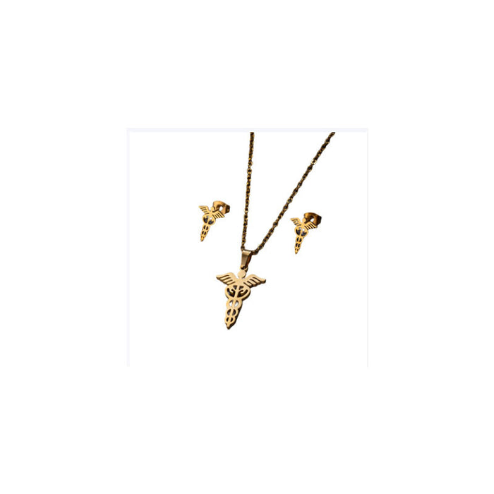 Bohemian coconut tree jewelry set, leaf earrings and necklace three-piece set wholesale