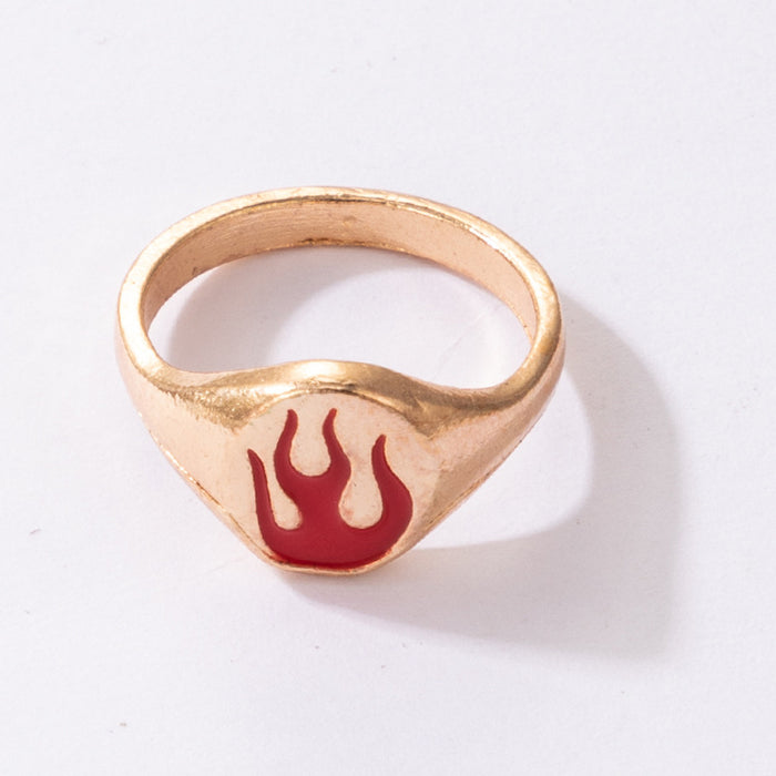 Irregular geometric red flame oil drip ring