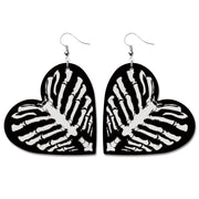 Creative Halloween PU Leather Earrings with Pumpkin and Bat Design - wallojewerly 