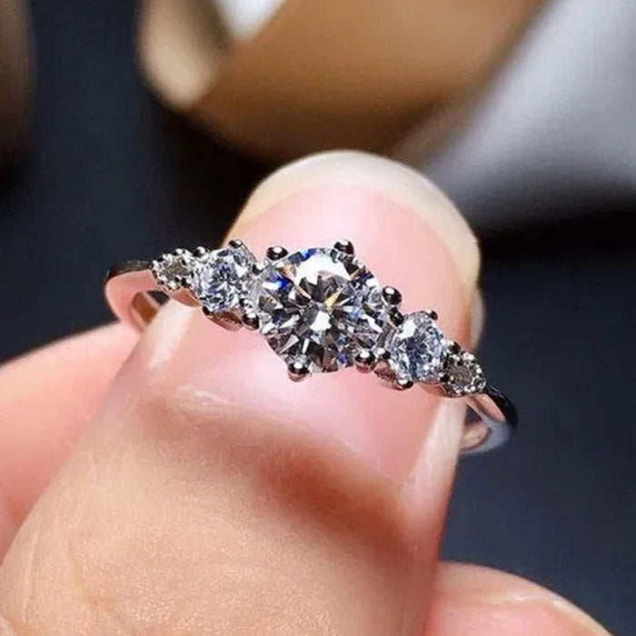 Anillo de bodas de circonita Anillo redondo de diamantes europeos y americanos