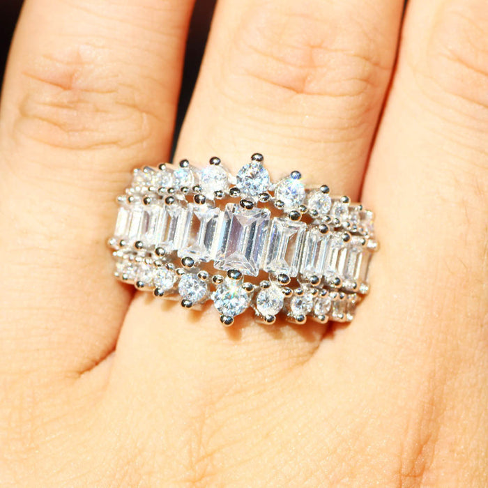 High Quality Platinum Plated Diamond Ring Wedding Bride Jewelry