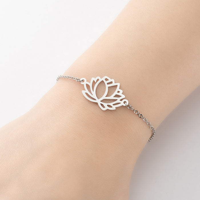 Lotus flower pendant bracelet, retro cold style personality jewelry wholesale