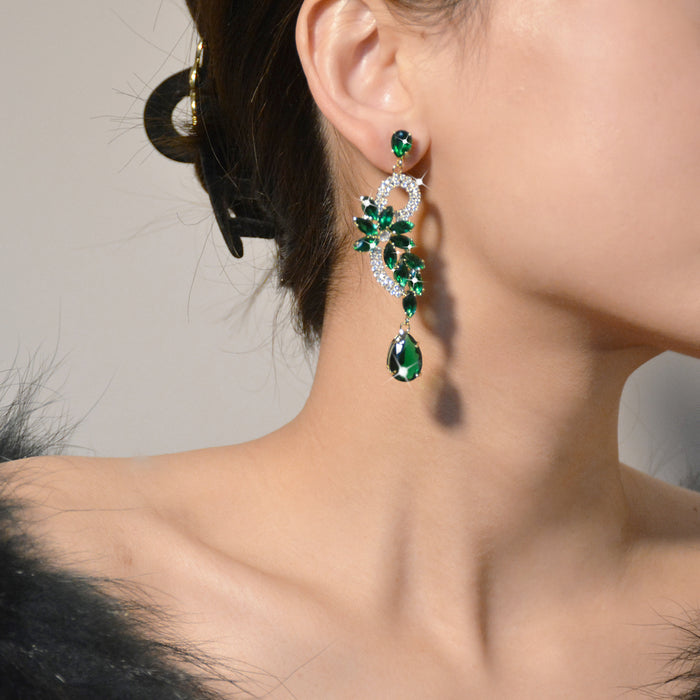 Luxury Zircon Dangle Earrings - Exquisite Rhinestone Dangles for Special Occasions