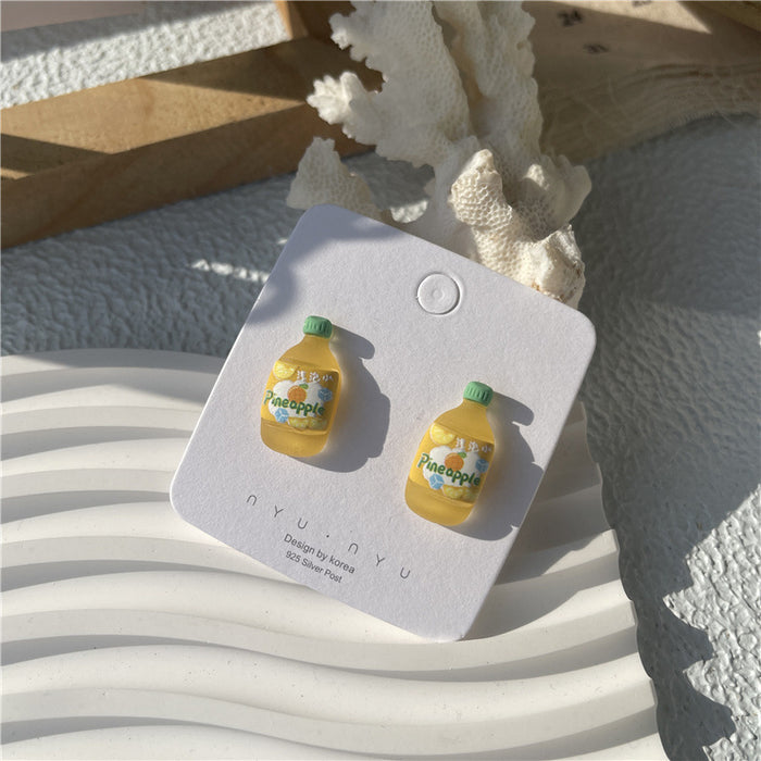 Creative beverage bottle earrings internet celebrity cute earrings