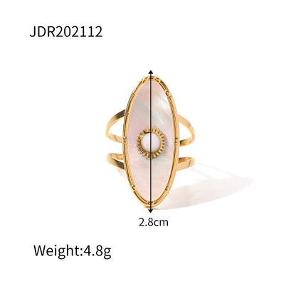 18K Gold Stainless Steel Round Zircon Ring with Weave Design