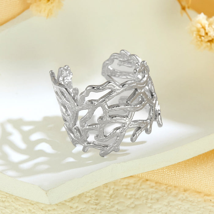 Wholesale stainless steel irregular hollow wide rings