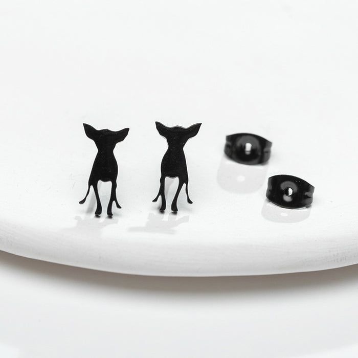 Chihuahua Dog Stainless Steel Stud Earrings - Sweet and Playful Animal Jewelry