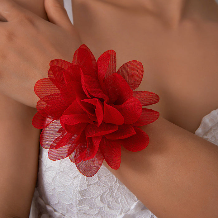 Pulsera de flores hinchadas de nuevo diseño: cadena de encaje de terciopelo de una sola capa para el brazo, joyería para mujer