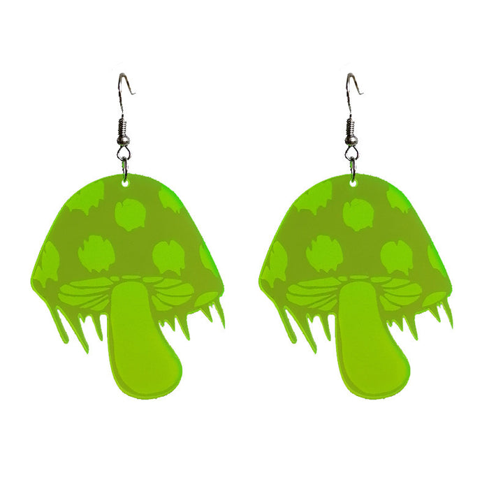 Green mushroom acrylic earrings