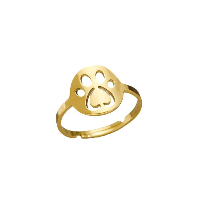 Anillo de acero inoxidable con forma de garra de gato y garra de perro, pequeño anillo de animal abierto fresco al por mayor