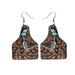 Vintage Floral Print Cowhide Earrings with Turquoise Leaf and Bottle Pendant - wallojewerly 