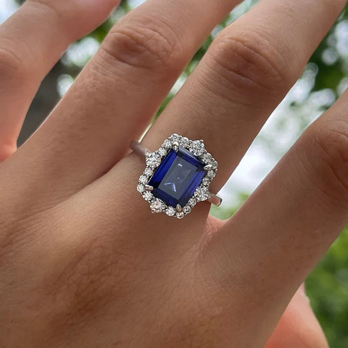 Blue Luxury Ring Imitation Jade Cut Ring