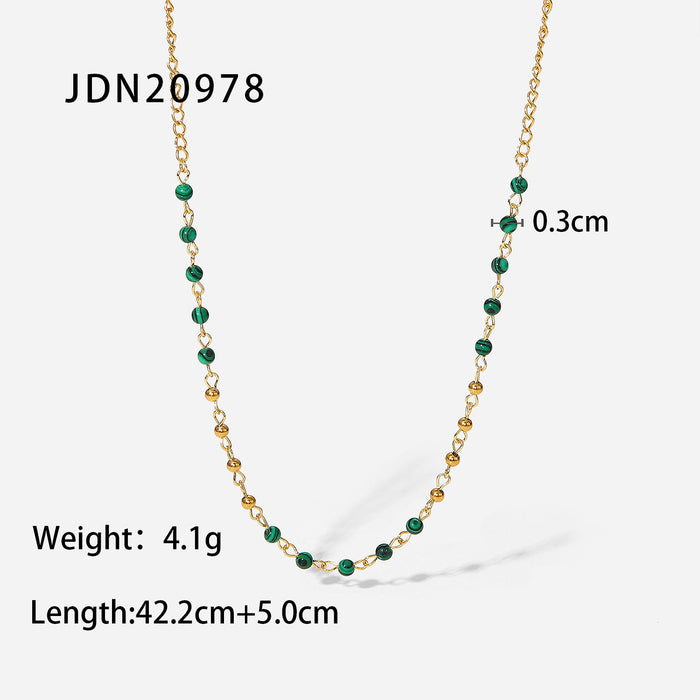 18K Gold-Plated Necklace with Turquoise Beads - Women's Fashion Jewelry