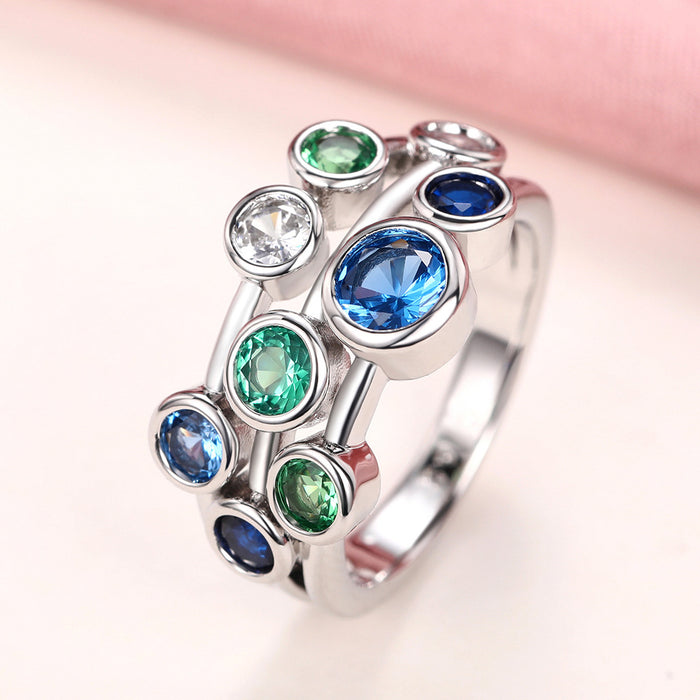 Personalized colorful round ring, high-end and versatile birthday index finger ring