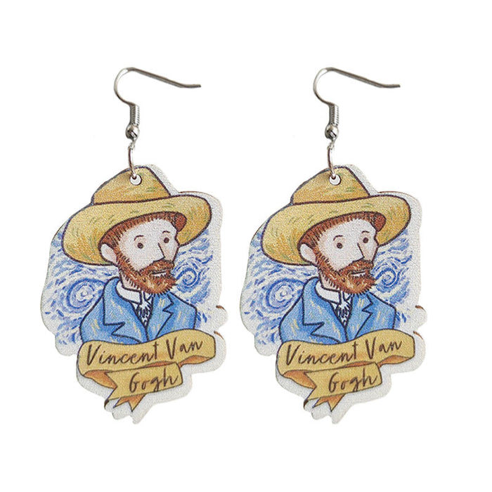 Wooden scientist earrings